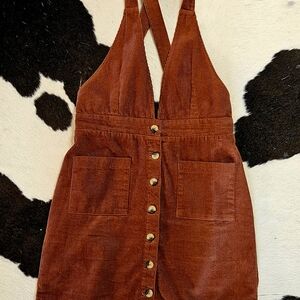 Indigo Rein Rust Corduroy Button-Front Mini Dress